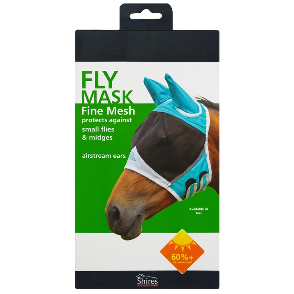 DR - SHIRES FINE MESH FLY MASK W/ EARS TEAL FULL