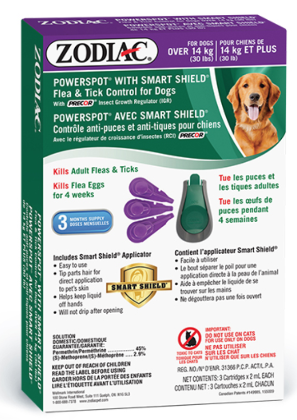 DMB - ZODIAC SMART SHIELD POWER SPOT DOGS OVER 14KG 3 TUBES W/APPLICATOR
