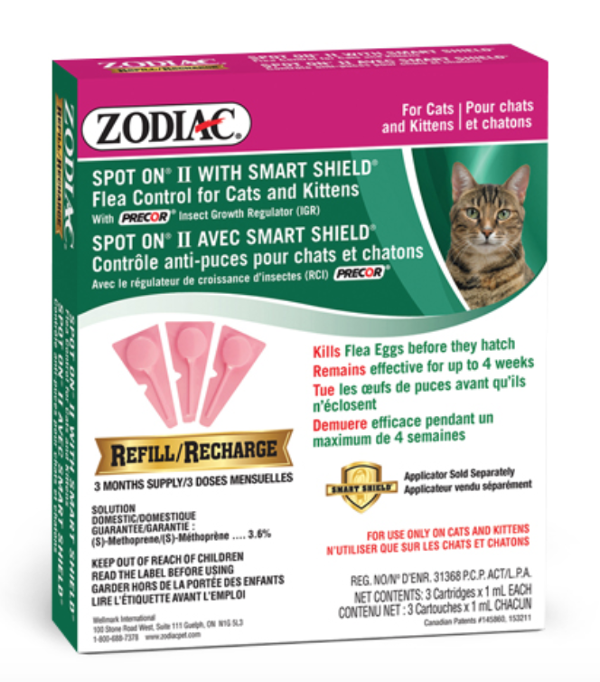 DMB - ZODIAC SMART SHIELD SPOT ON II CATS &amp; KITTENS 3 TUBE REFILL