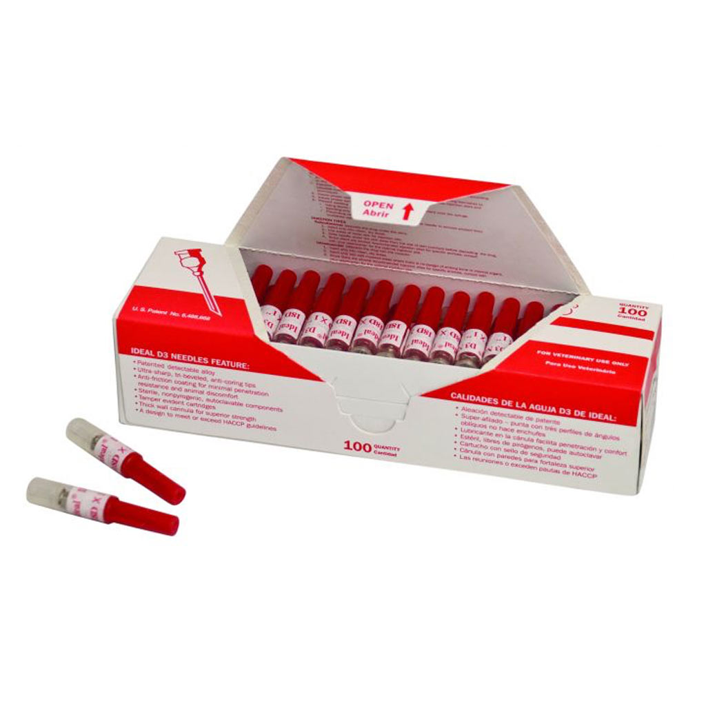 DMB - IDEAL DETECTABLE NEEDLES D3 BRASS HUB 18 X 1.5&quot; (100)