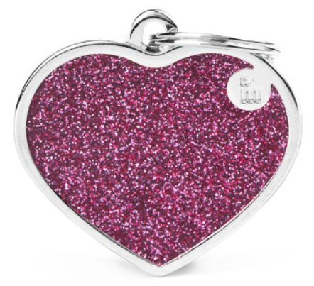 MY FAMILY GLITTER HEART PINK L