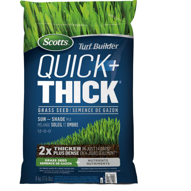 SCOTTS TURF BUILDER QUICK + THICK SUN/SHADE GRASS SEED MIX 8KG