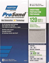 [10042220] NORTON PROSAND SANDPAPER, 120 MED GRIT, 3 SHEETS