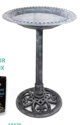 [10047574] PINEBUSH BIRDBATH ANTIQUE SILVER 27&quot;H POLYRESIN