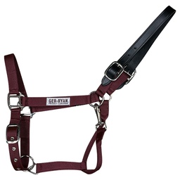 [10087600] GER-RYAN NYLON HALTER W/ LEATHER BREAKAWAY FULL BURGUNDY