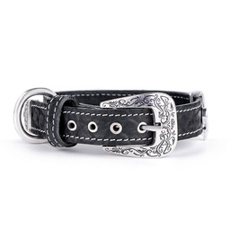 [10092874] DMB - MY FAMILY EL PASO COLLAR LEATHER BLK LRG 42-50CM
